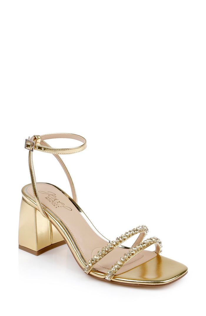 Gold Metallic | Nella Block Heel Sandals Front Side