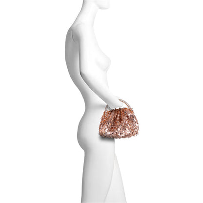 Rose Gold | Sequin And Bugle Bead Pouch Clutch Form