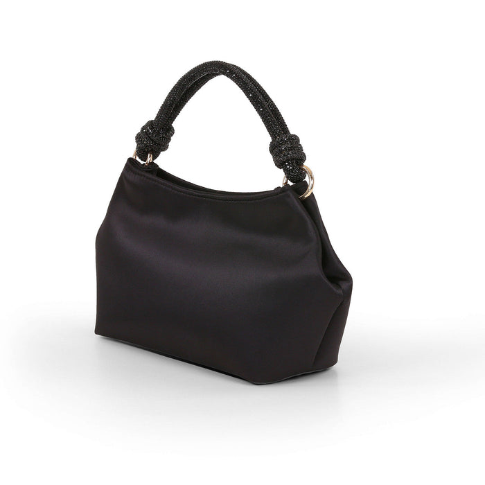 Noelle Crystal Handle Satin Pouch Bag