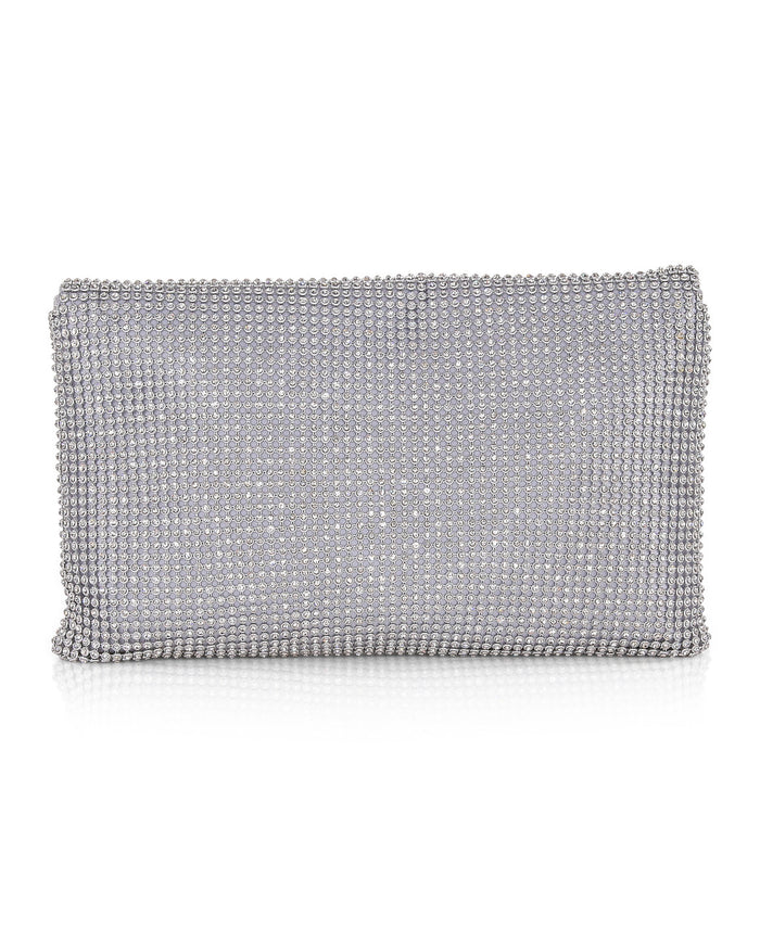 Silver | Noemi Crystal Envelope Clutch Back