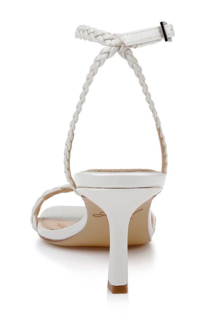 White Leather | Nyx Braided Ankle Strap Sandals Back