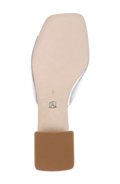 Silver Leather | Oahu Low Block Slide Sandal Sole