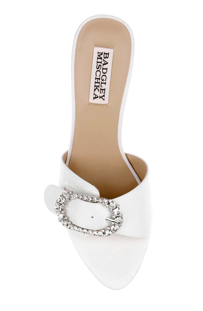 White Crepe | Odetta Block Heel Slide Sandal Top