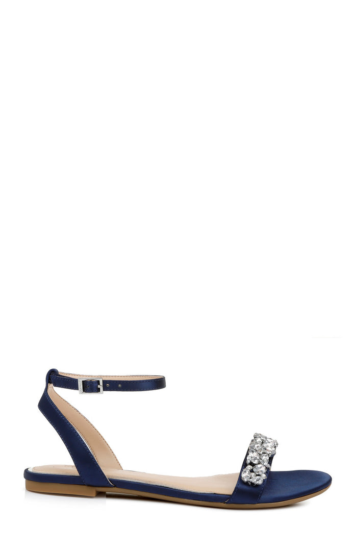 Navy | Ohara Minimalist Crystal Adorned Flats