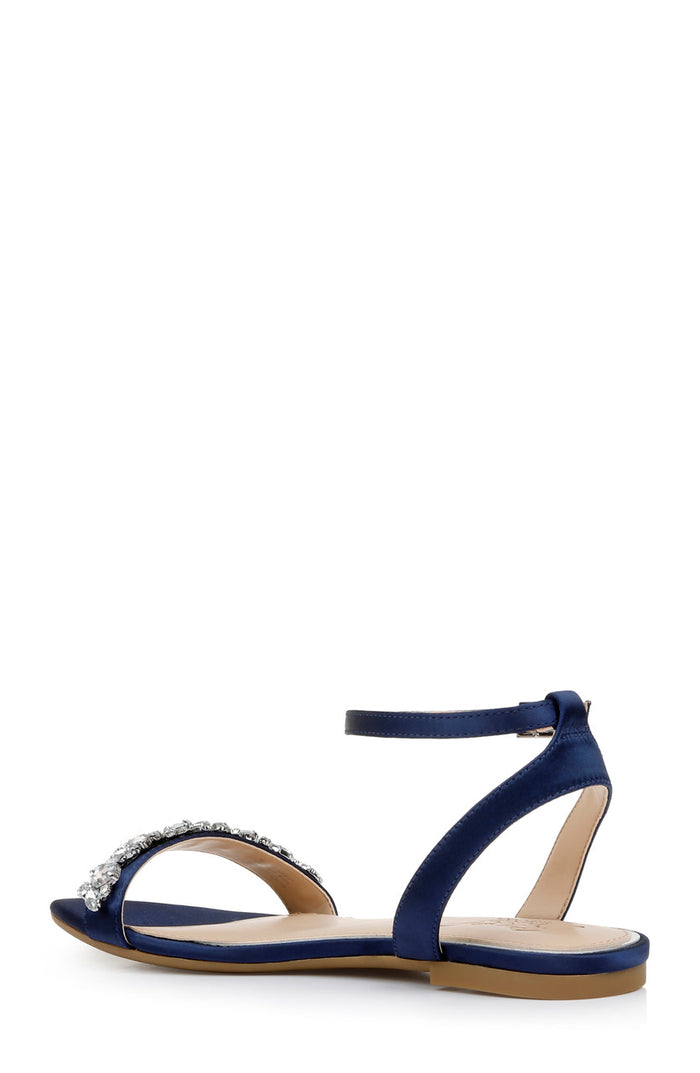 Navy | Ohara Minimalist Crystal Adorned Flats