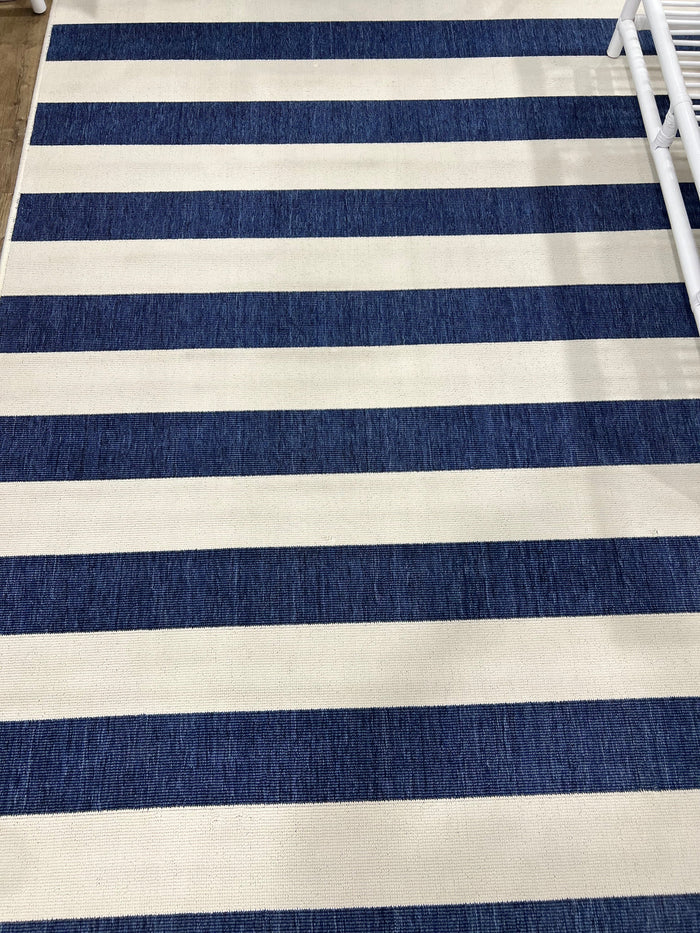 Outdoor Navy Stripe Rug