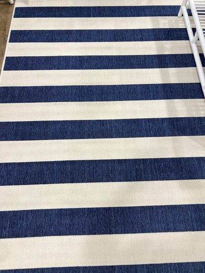 Outdoor Navy Stripe Rug