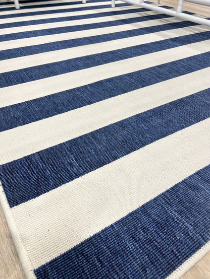 Outdoor Navy Stripe Rug