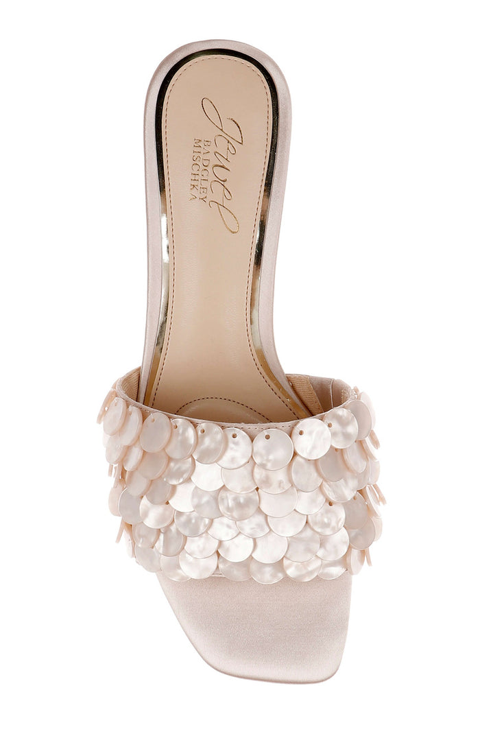 Dark Nude Satin | Pacific Heeled Mule Sandal Top