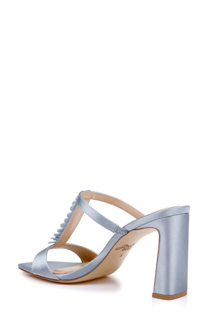 Mist Blue Satin | Pacifica Slip-On Block Heel Sandal Back Side