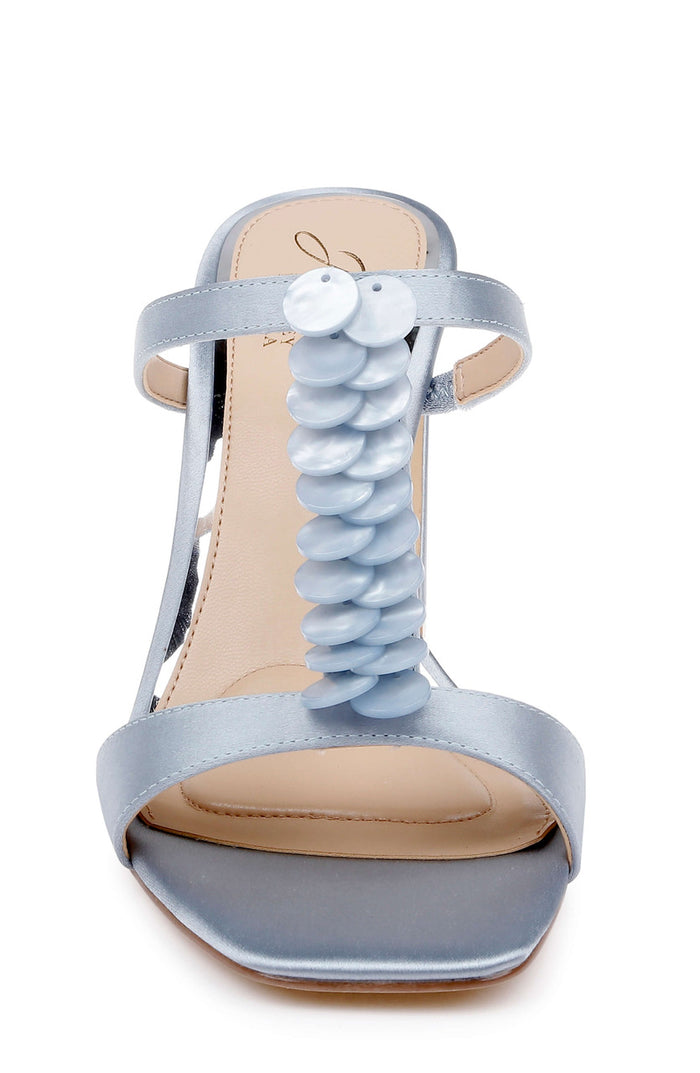 Mist Blue Satin | Pacifica Slip-On Block Heel Sandal Front