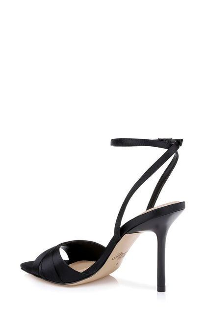 Black Satin | Parisa Ankle Strap Sandal Back Side