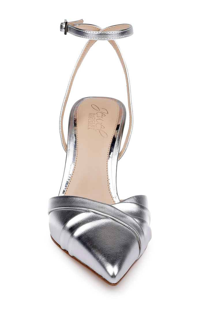 Silver Metallic | Parklyn Pointed Toe Ankle Strap Pump Front