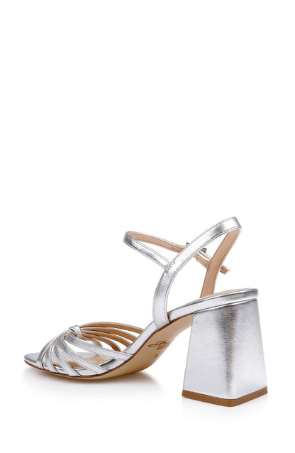 Silver Leather | Patience Block Heel Sandal Back Side