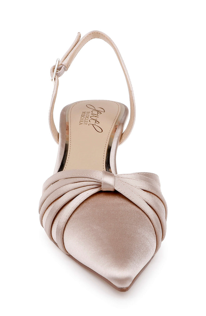 Dark Nude Satin | Patricia Slingback Kitten Heel Pump Front