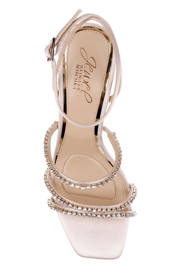 Champagne Satin | Paulette Ankle Strap Sandal Top