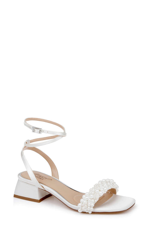 Ivory Satin | Payton Ankle Strap Sandal Front Side