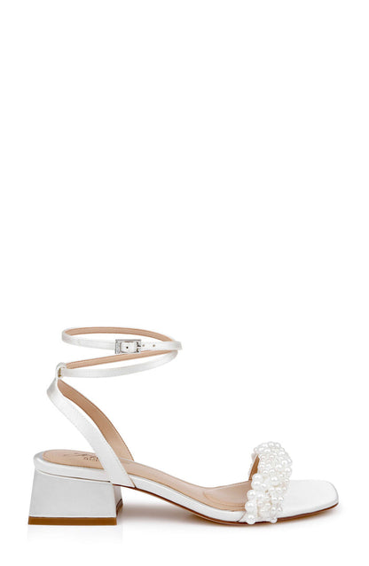 Ivory Satin | Payton Ankle Strap Sandal Side
