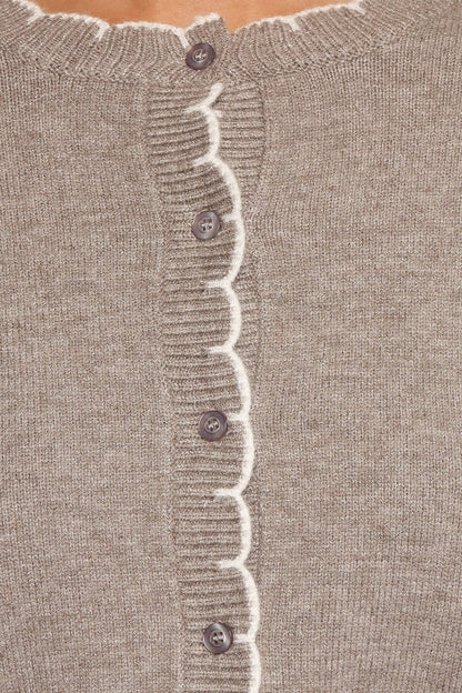 KNITWEAR Payton Scallop Cardigan - Grey