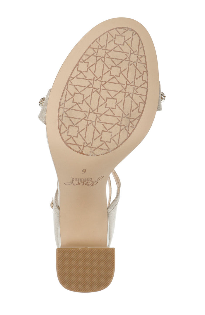 Gold | Penny Crystal Embellished Block Heel Sole
