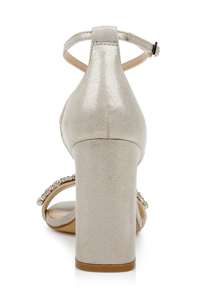 Gold | Penny Crystal Embellished Block Heel Back