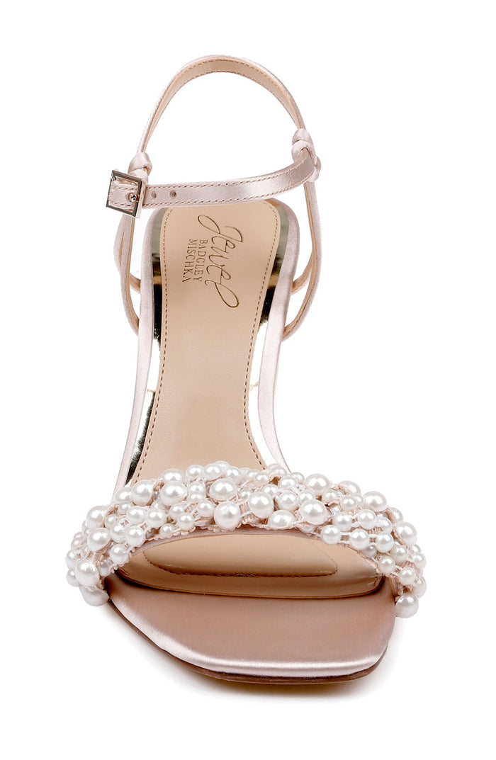 Champagne Satin | Peoria Ankle Strap Sandal Front