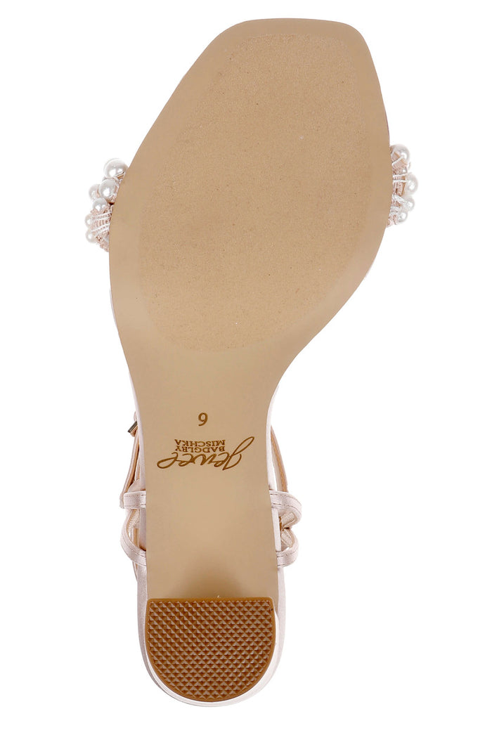 Champagne Satin | Peoria Ankle Strap Sandal Sole