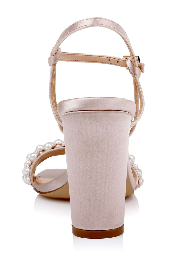 Champagne Satin | Peoria Ankle Strap Sandal Back