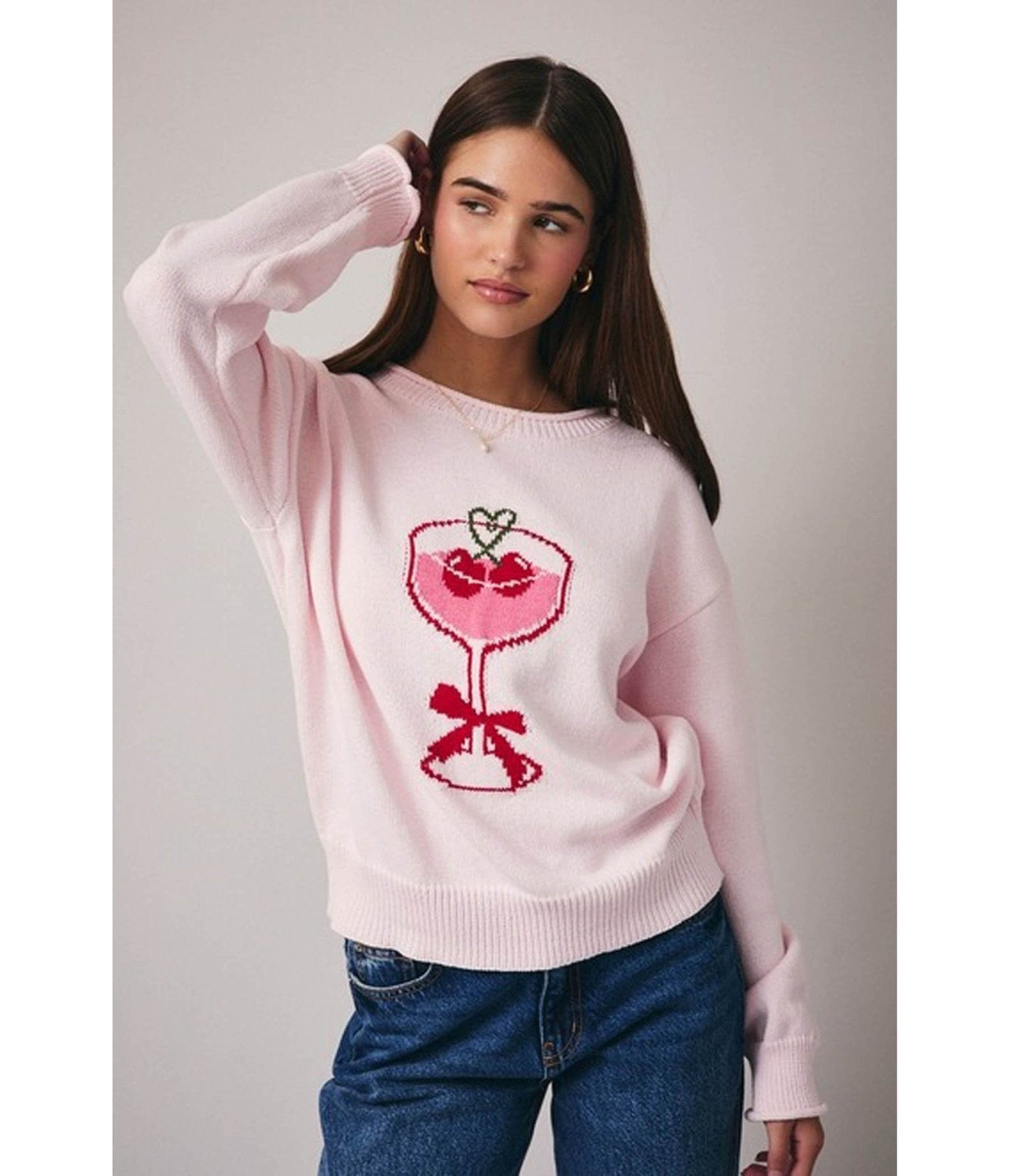 Pink Heart Martini Sweater