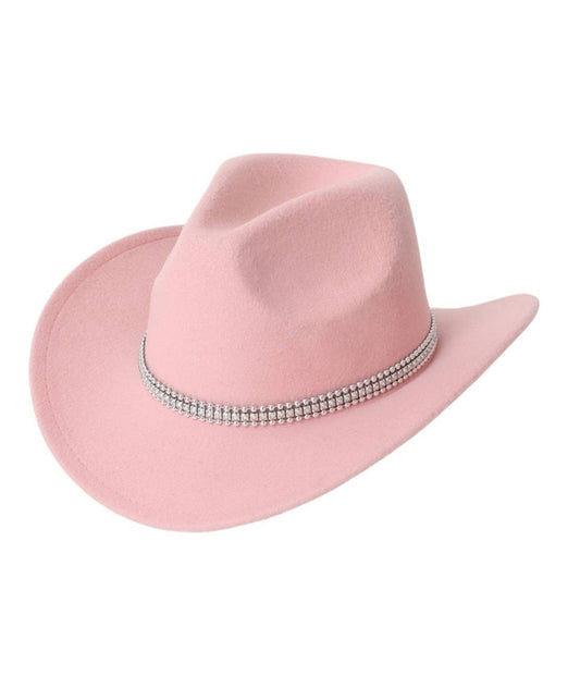 Pink Rhinestone Accent Cowgirl Hat