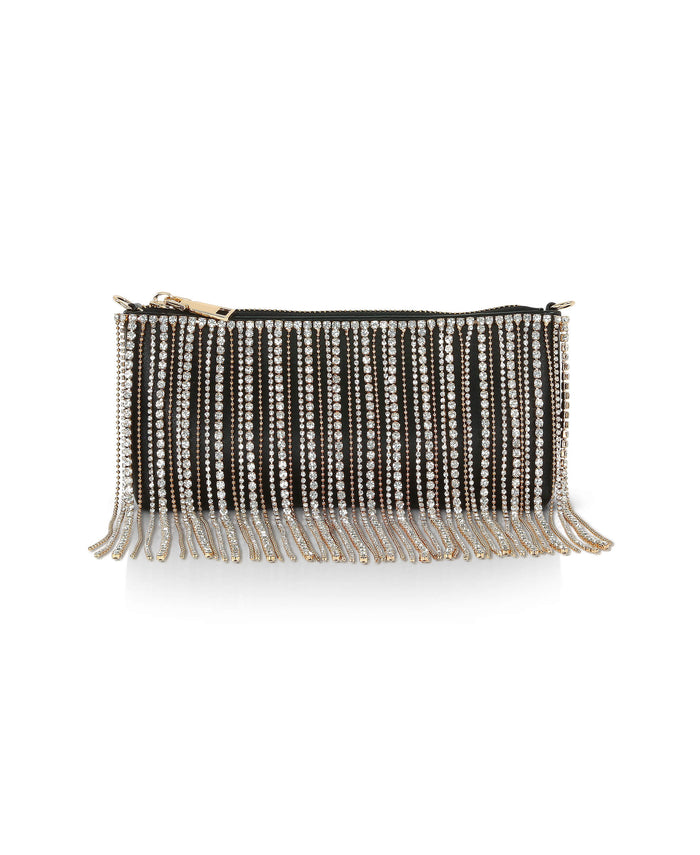 Piper Top Zip Crystal Fringe Leather Crossbody