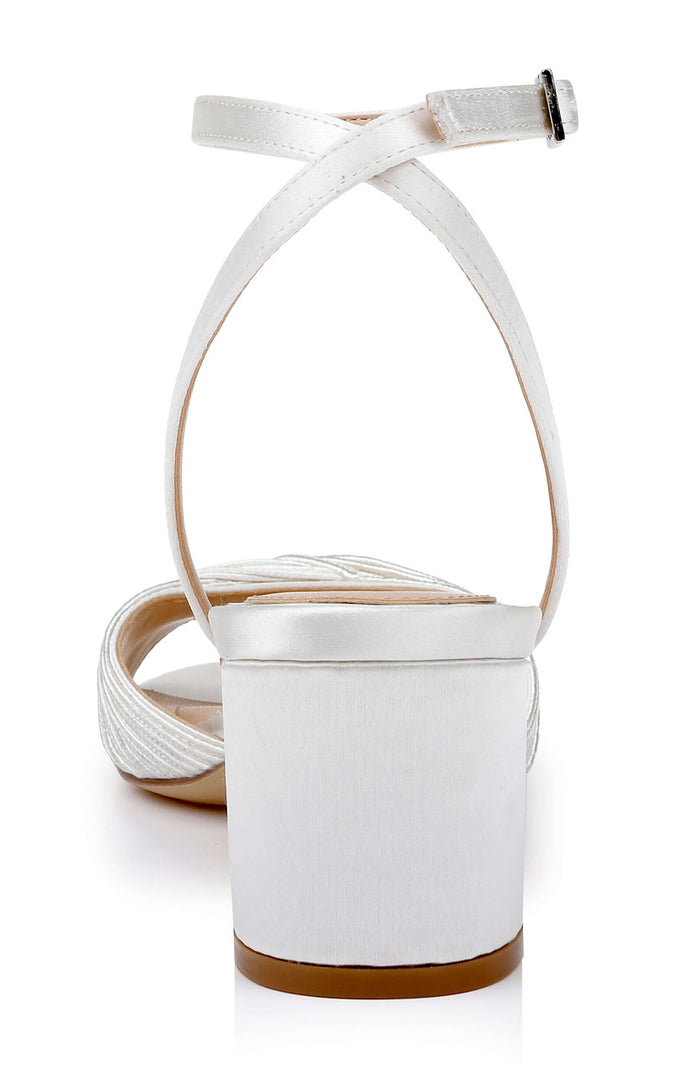 Ivory Satin | Pretty Ankle Strap Sandal Back