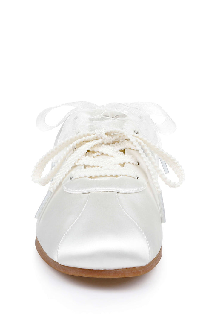 Ivory Satin | Priscila Mule Sneaker Front