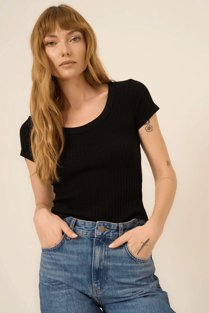 Project Social Julie Scoop Neck Sweater Rib Tee