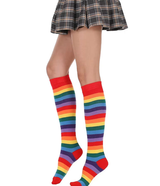 Rainbow Stripe Knee High Socks