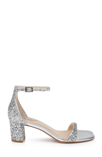 Silver | Reese Simple Block Heel Sandal