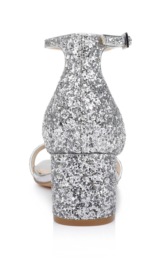 Silver | Reese Simple Block Heel Sandal