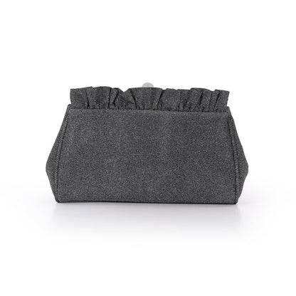 Pewter | Sparkle Jacquard Pouch Clutch With Ruffl Back