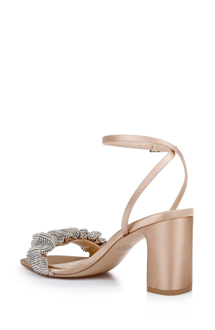 Almond Nude | Rita Bejeweled Strap Block Heel