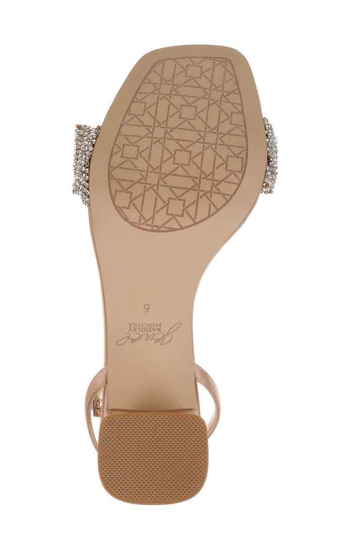 Almond Nude | Rita Bejeweled Strap Block Heel