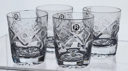 Rogaska Hand Cut glass shot glasses 24% lead crystal.4 pieces