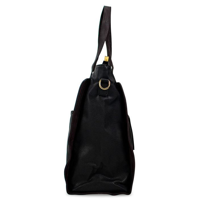 Black | Rose Vegan Leather Travel Tote Weekender Bag