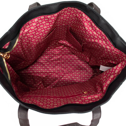 Black | Rose Vegan Leather Travel Tote Weekender Bag
