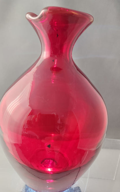Ruby red glass carafe