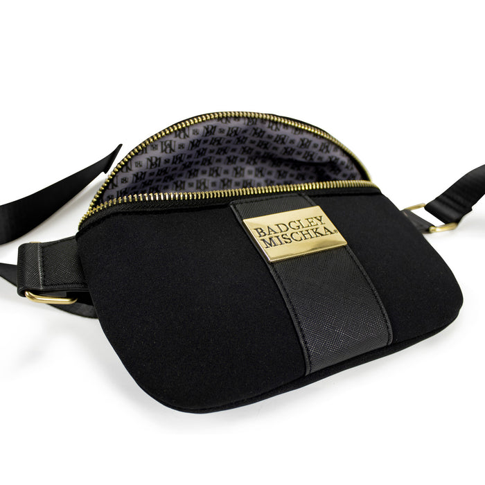 Black Sage Scuba and Vegan Leather Belt Bag lay down