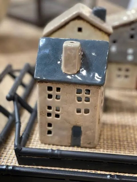 Saint Malo Tea Light House Blue Roof