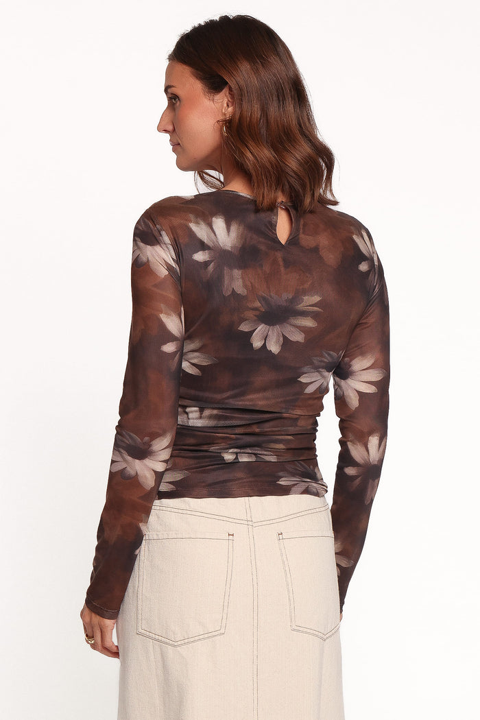 TOPS Sayber Mesh Top - Brown Floral
