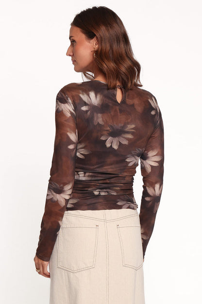 TOPS Sayber Mesh Top - Brown Floral