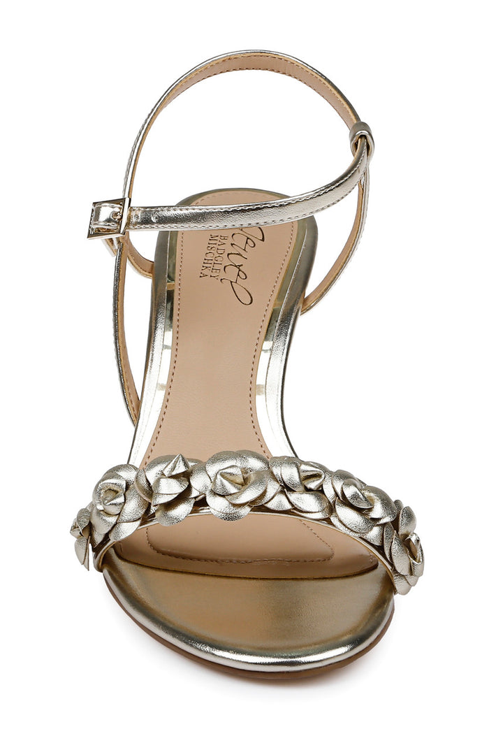 Gold Metallic | Saylor Mid Stiletto Sandals Front