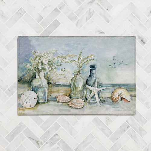 Seaside Bottles and Shells Chenille Accent Rug